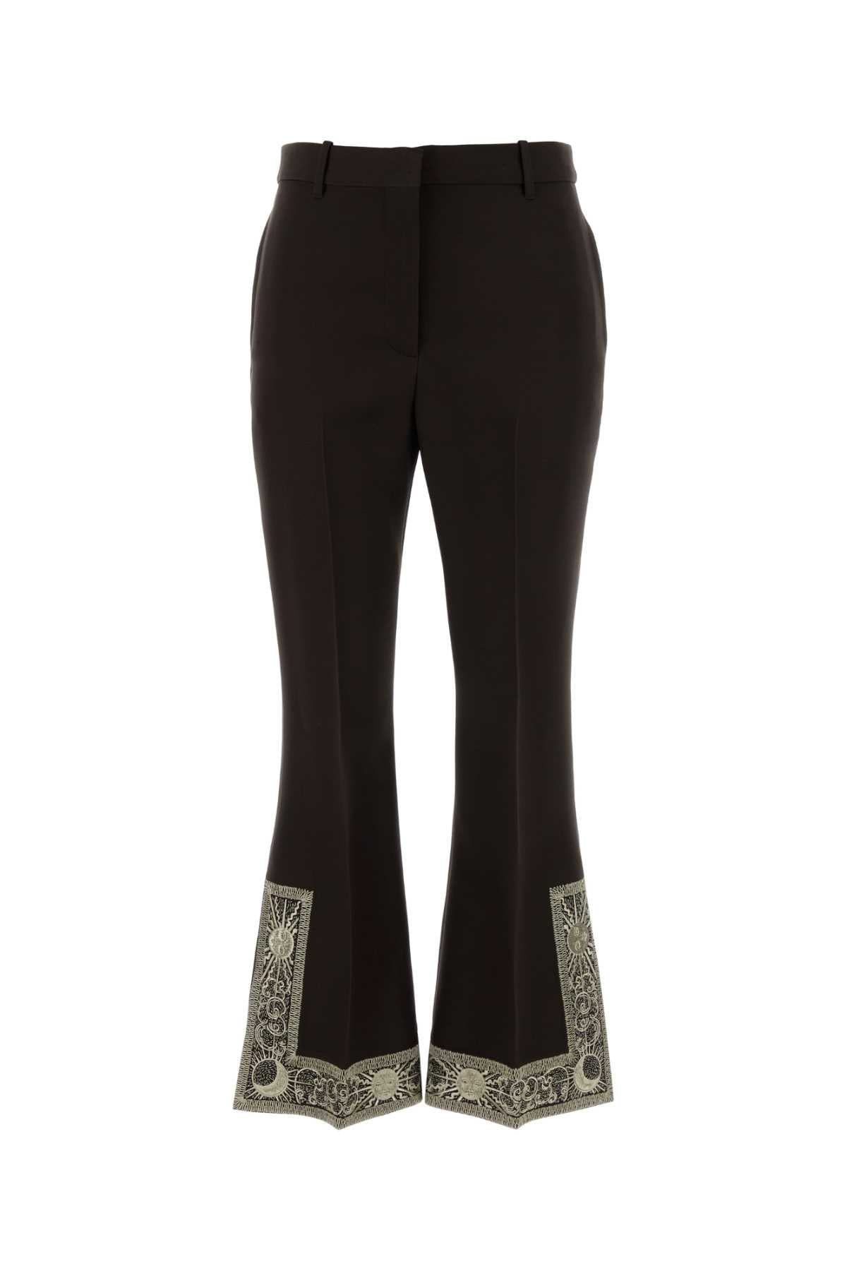 Burberry Lace-Trim Flare Trousers — Brown