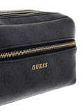 Guess Dual-Zip Polyurethane Cosmetics Pouch — Gray