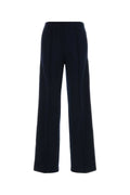 Miu Miu Pleated Polyester Trousers — Navy
