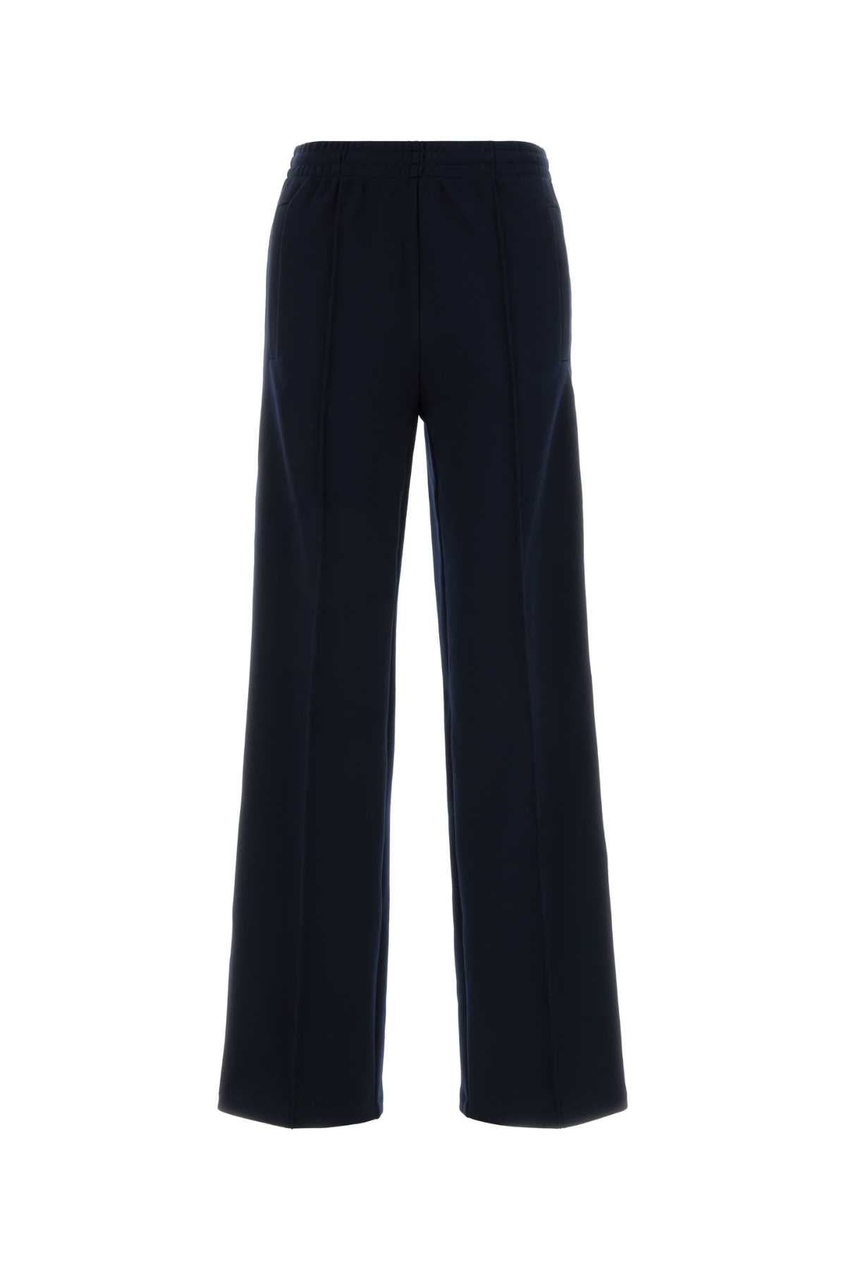 Miu Miu Pleated Polyester Trousers — Navy