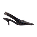Toteme Crocodile-Embossed Calfskin Heel — Brown