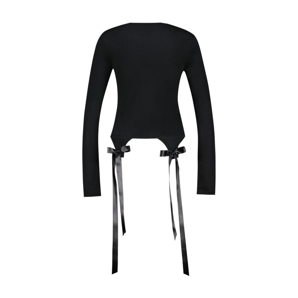 Simone Rocha Bow-Tail Long Sleeve T-Shirt — Black