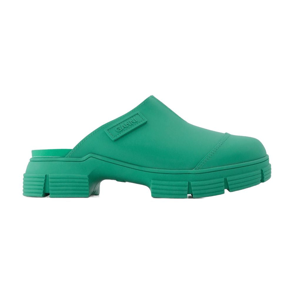 Ganni Recycled Rubber Chunky Sole Clog Mule — Green