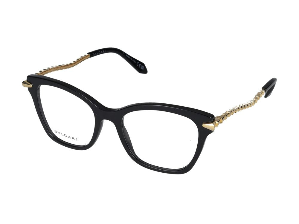 Bulgari BV50071I Chain-Link Temple Eyeglasses — Black