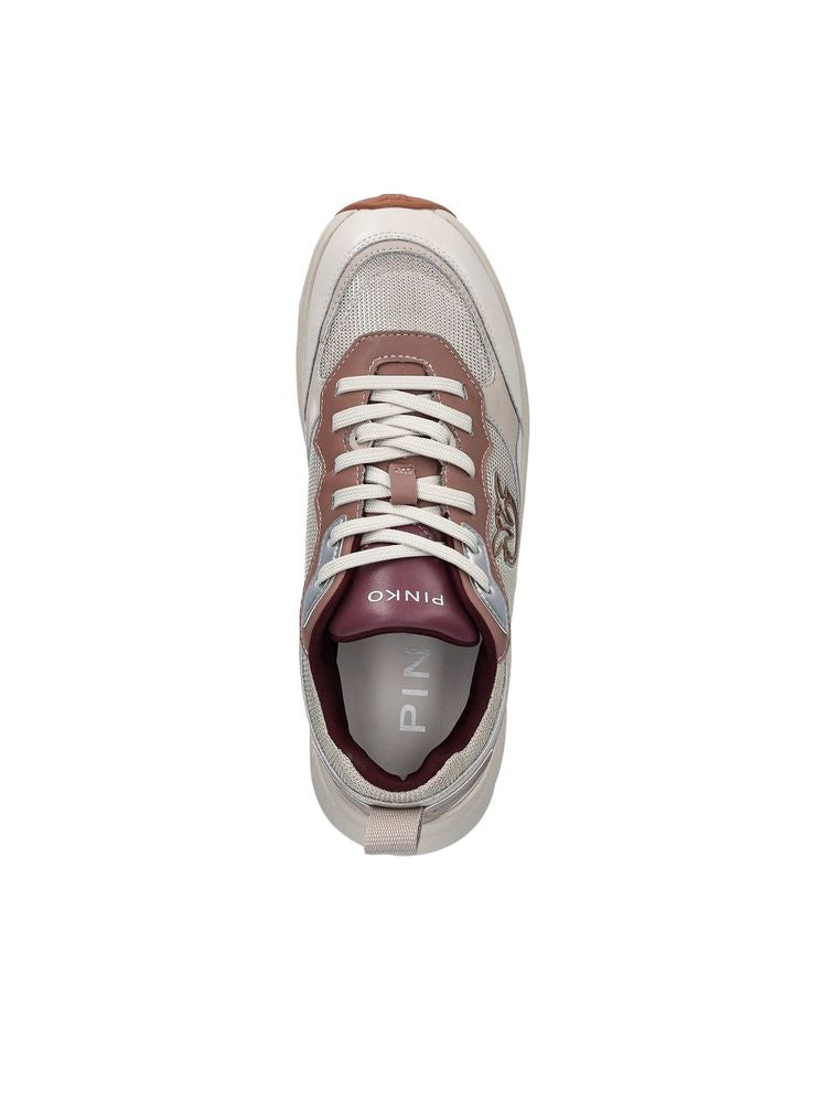 Pinko Leather and Mesh Sneaker — Corda/Wine