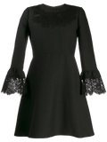 Valentino Lace-Insert Mini Dress — Black