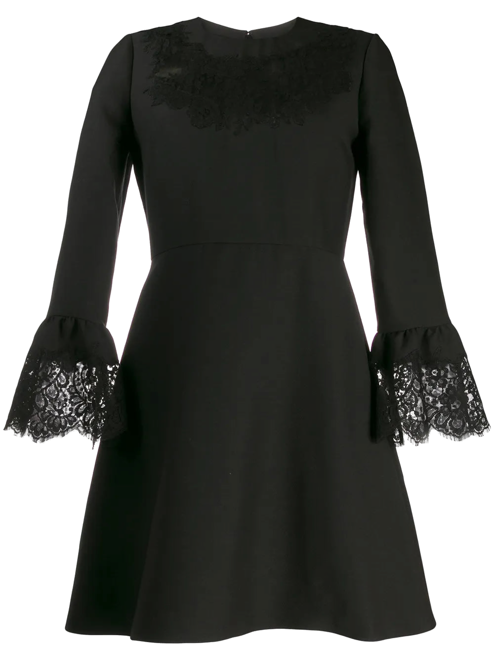 Valentino Lace-Insert Mini Dress — Black