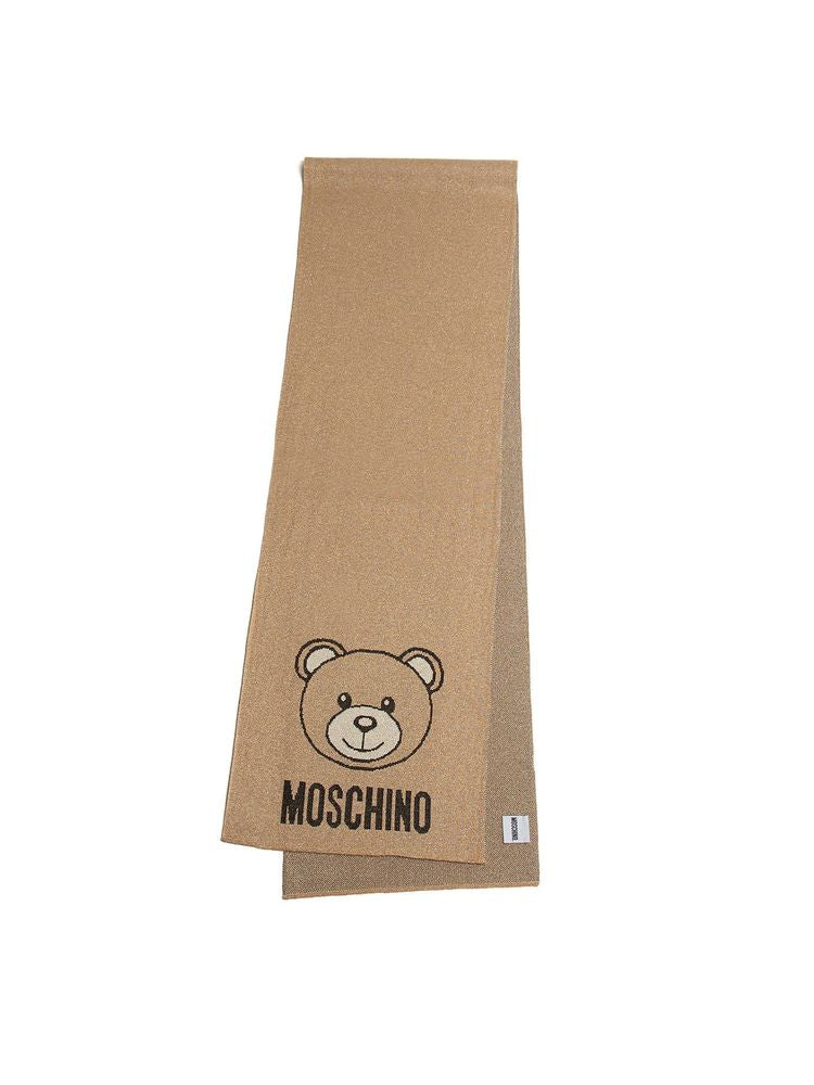 Moschino Logo-Embroidered Viscose Scarf — Brown