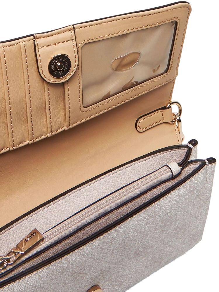 Guess Bandolera de poliuretano con logo grabado — Beige