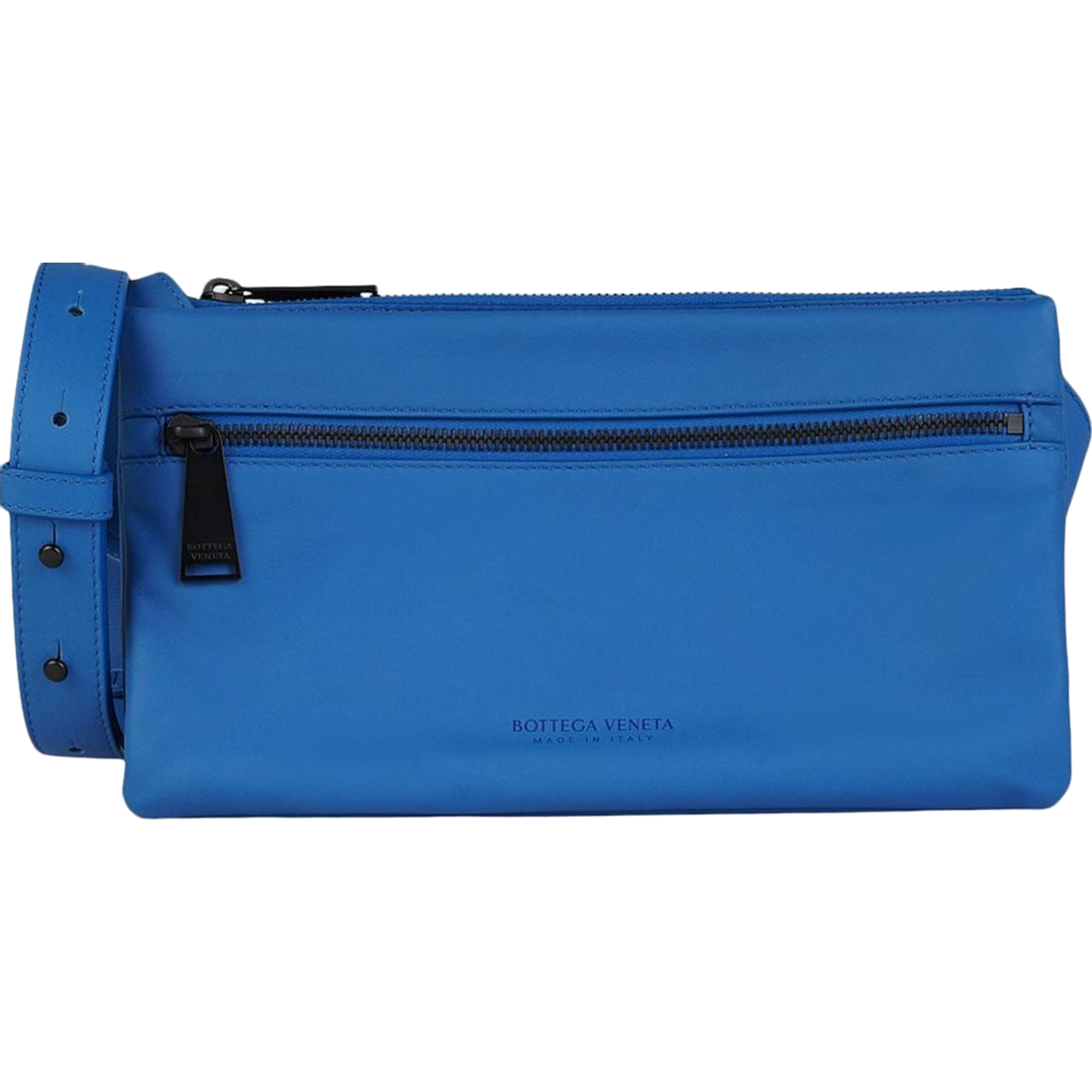 Bottega Veneta Leather Zip Clutch Clutch — Blue