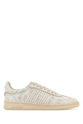Dsquared2 Crackle Leather Low-Top Sneaker — Beige