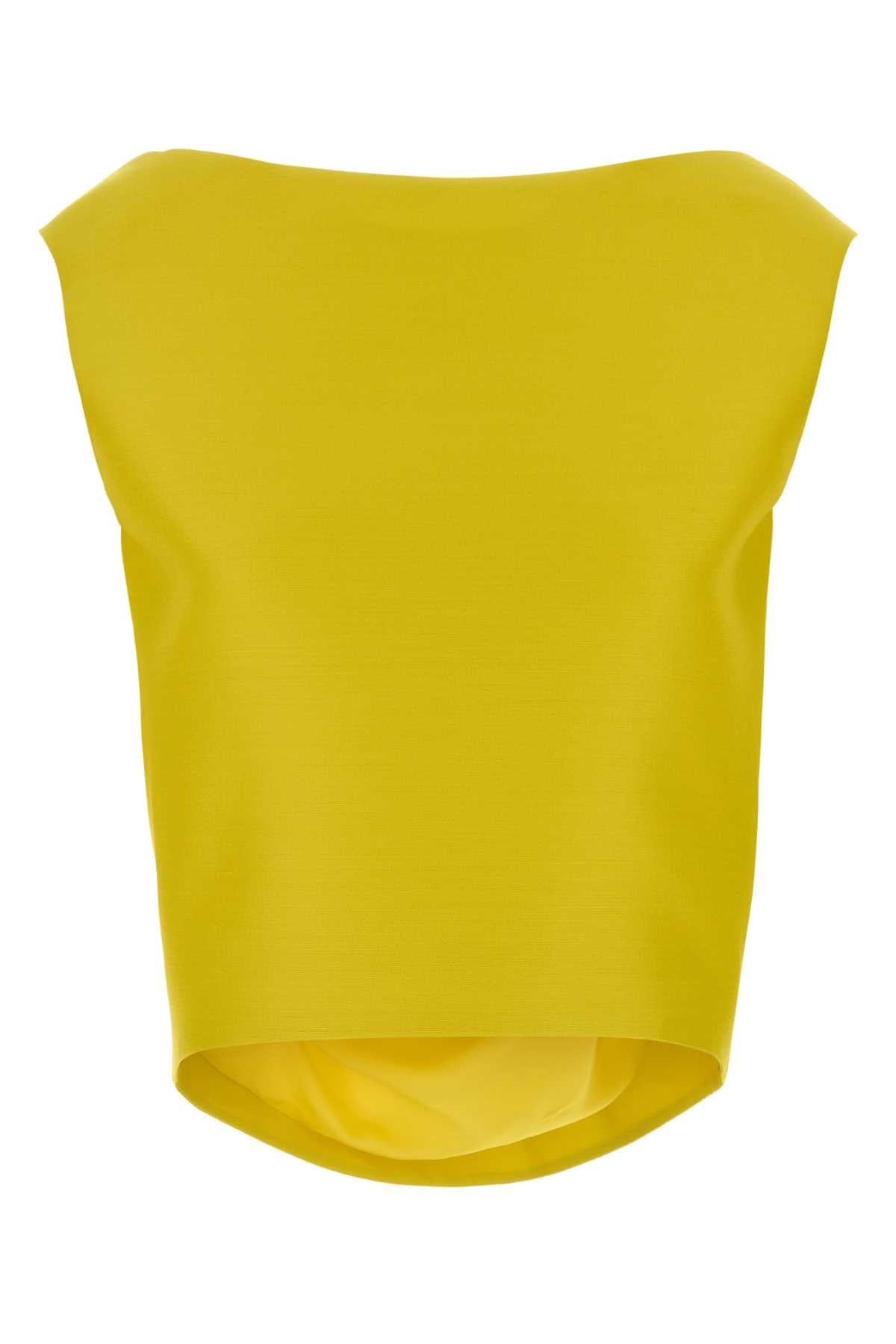 Balenciaga Sleeveless Wool-Silk Tank Top — Yellow