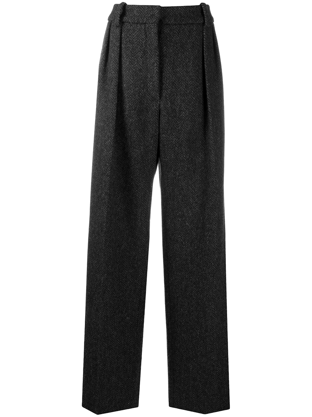 Valentino Herringbone Wool Blend Trousers — Gray