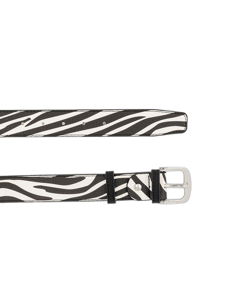 Liu Jo Zebra-Print Polyurethane Belt — Black