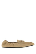 Miu Miu Suede Leather Loafer — Beige