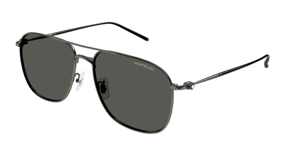 Montblanc MB0417SA Titanium Aviator Sunglasses — Gray