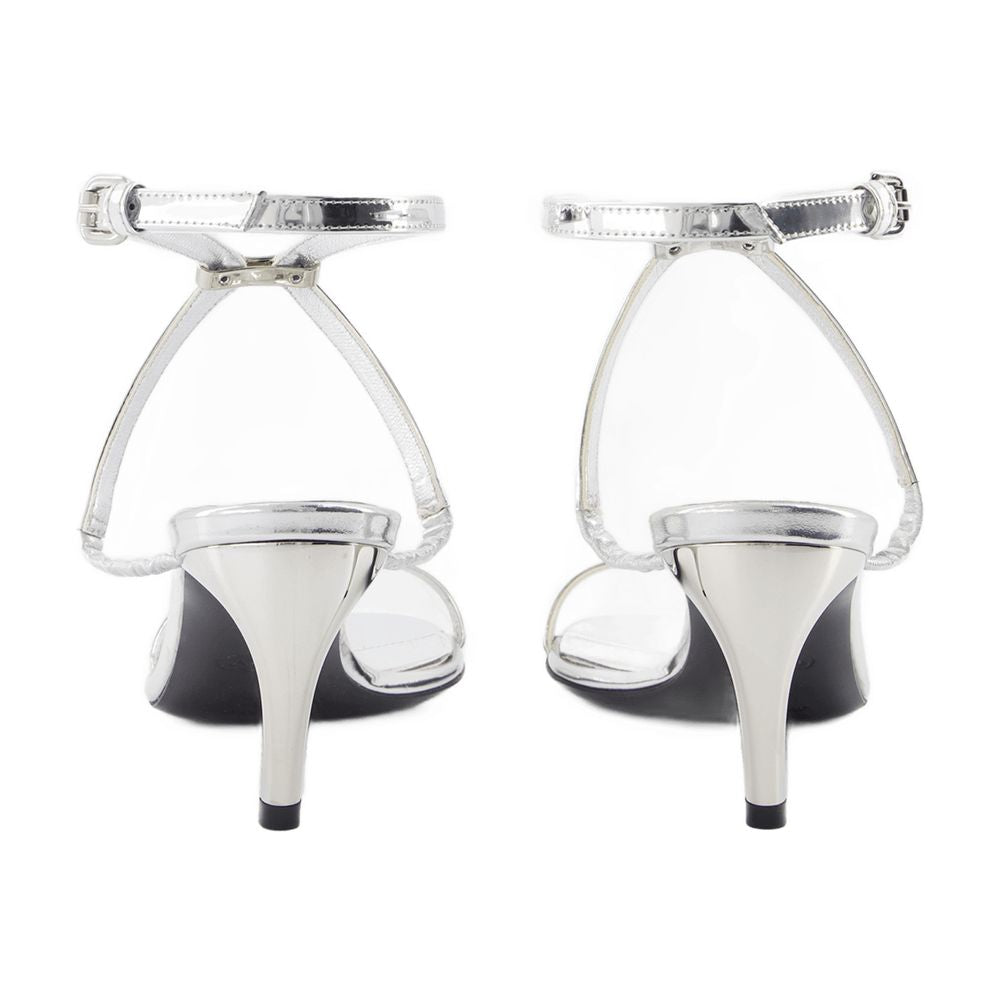 Alexander McQueen Seal Heeled Sandal — Silver