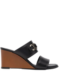 Ferragamo Horsebit-Detail Wedge Sandal — Black