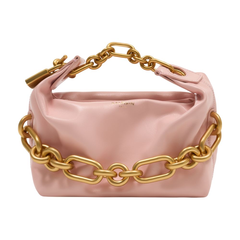 Balmain Chain-Link Leather Mini Bag — Pink