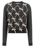 Moschino Bow-Embellished Diamond Knit Sweater — Gray