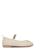 Fendi Kids Ribbed Knit Ballet Flat — Beige