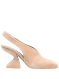 Ferragamo 100mm Sculpted-Heel Slingback Slingback Pump — Beige