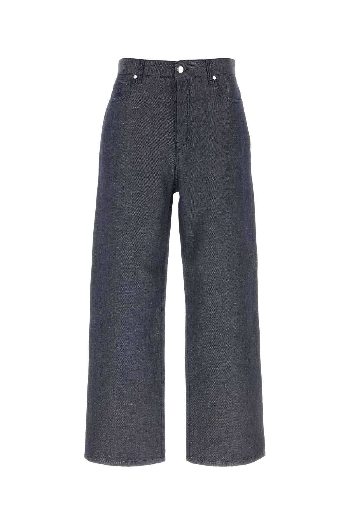 Fendi Linen Cotton Silk Jeans — Navy