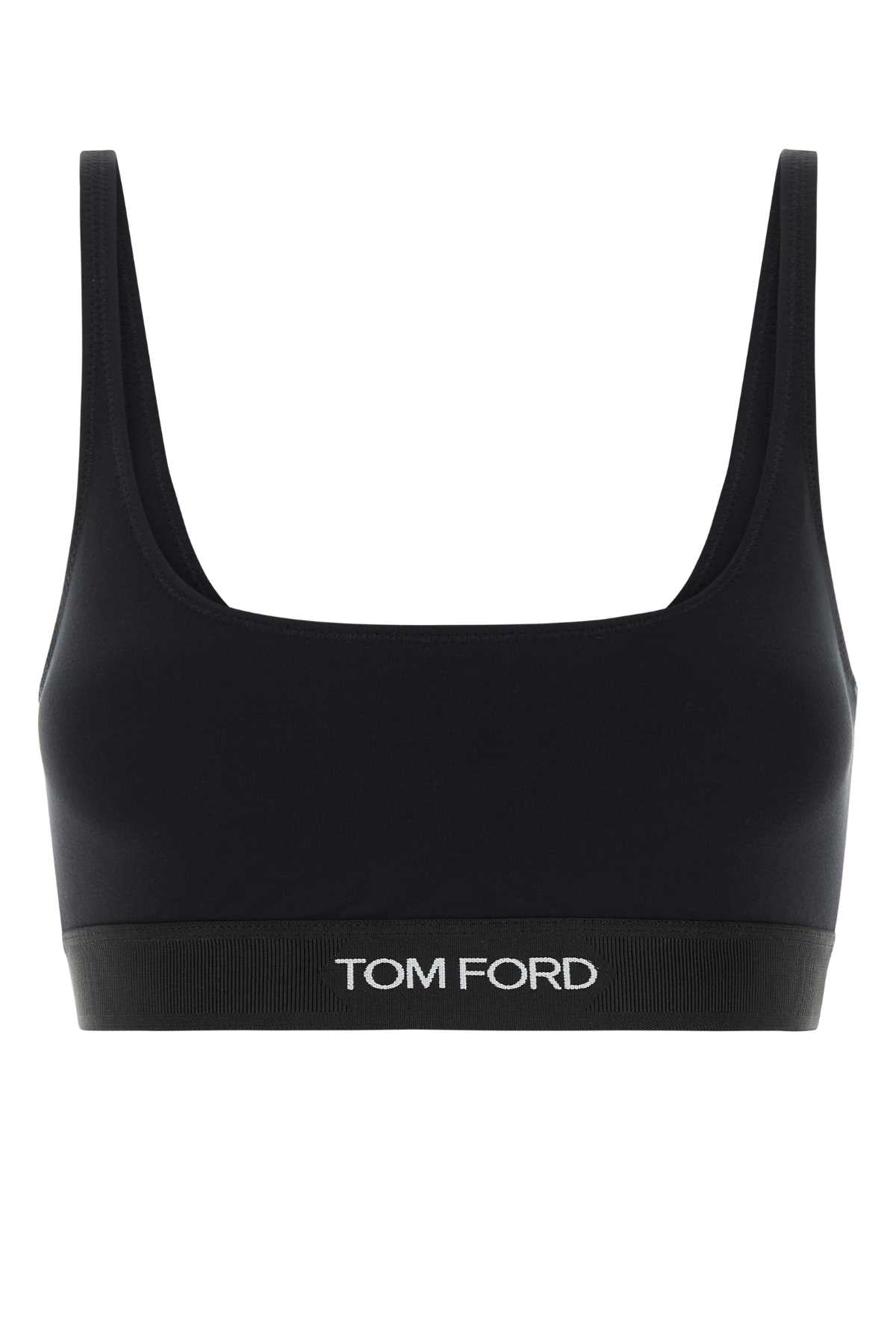 Tom Ford Logo-Embroidered Modal Tank Top — Black
