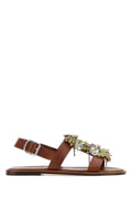 Dries Van Noten Embellished Leather Sandal — Brown