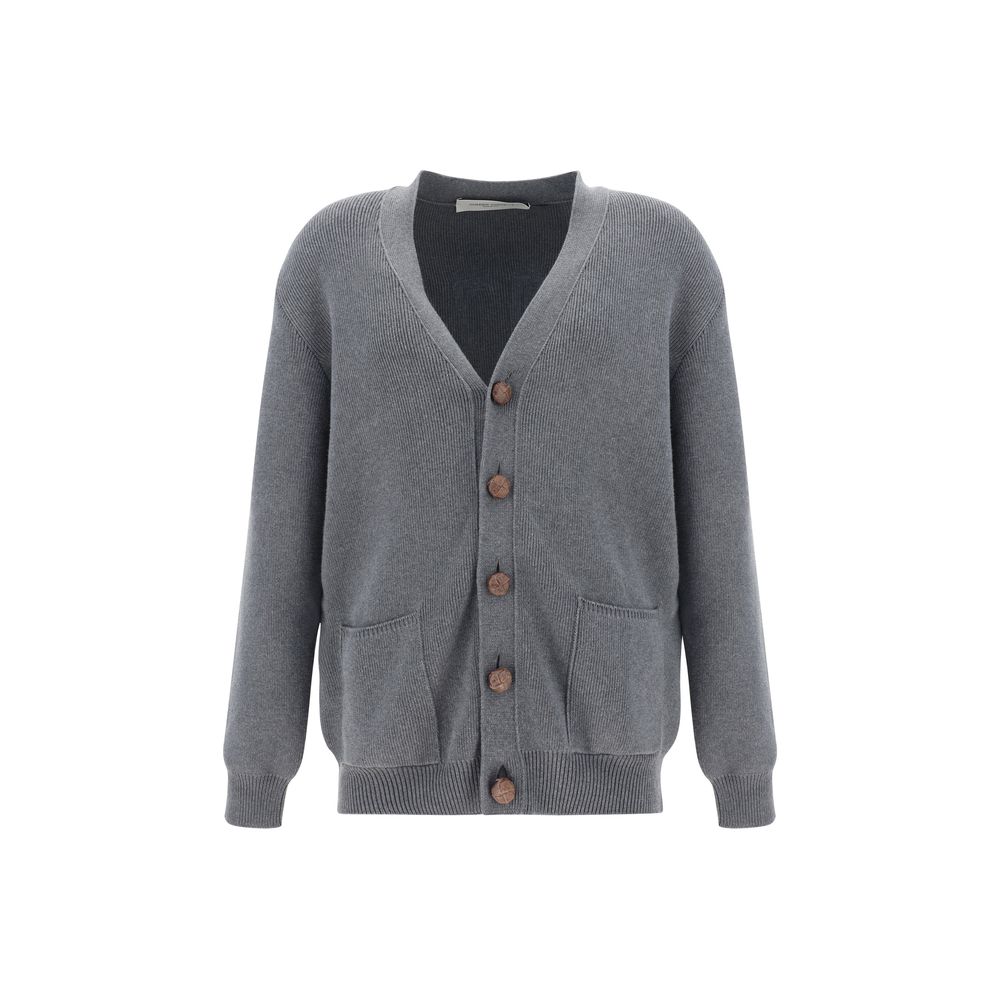 Golden Goose Cotton V-Neck Cardigan — Gray