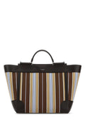 Dolce & Gabbana Striped Canvas Top Handle Bag — Black