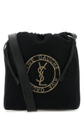 Saint Laurent Logo-Embroidered Tessuto Crossbody Bag — Black