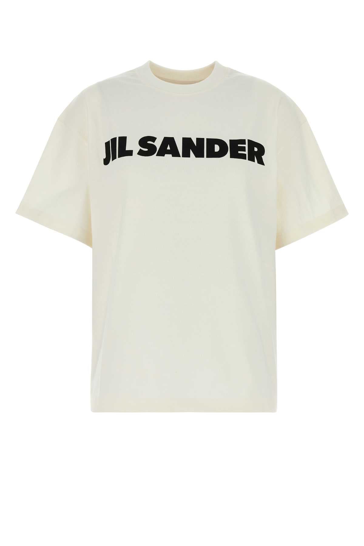 Jil Sander Logo-Printed Cotton T-Shirt — Beige