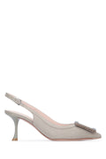 Roger Vivier Pointed Toe with Metal Ornament Slingback Heel — Beige
