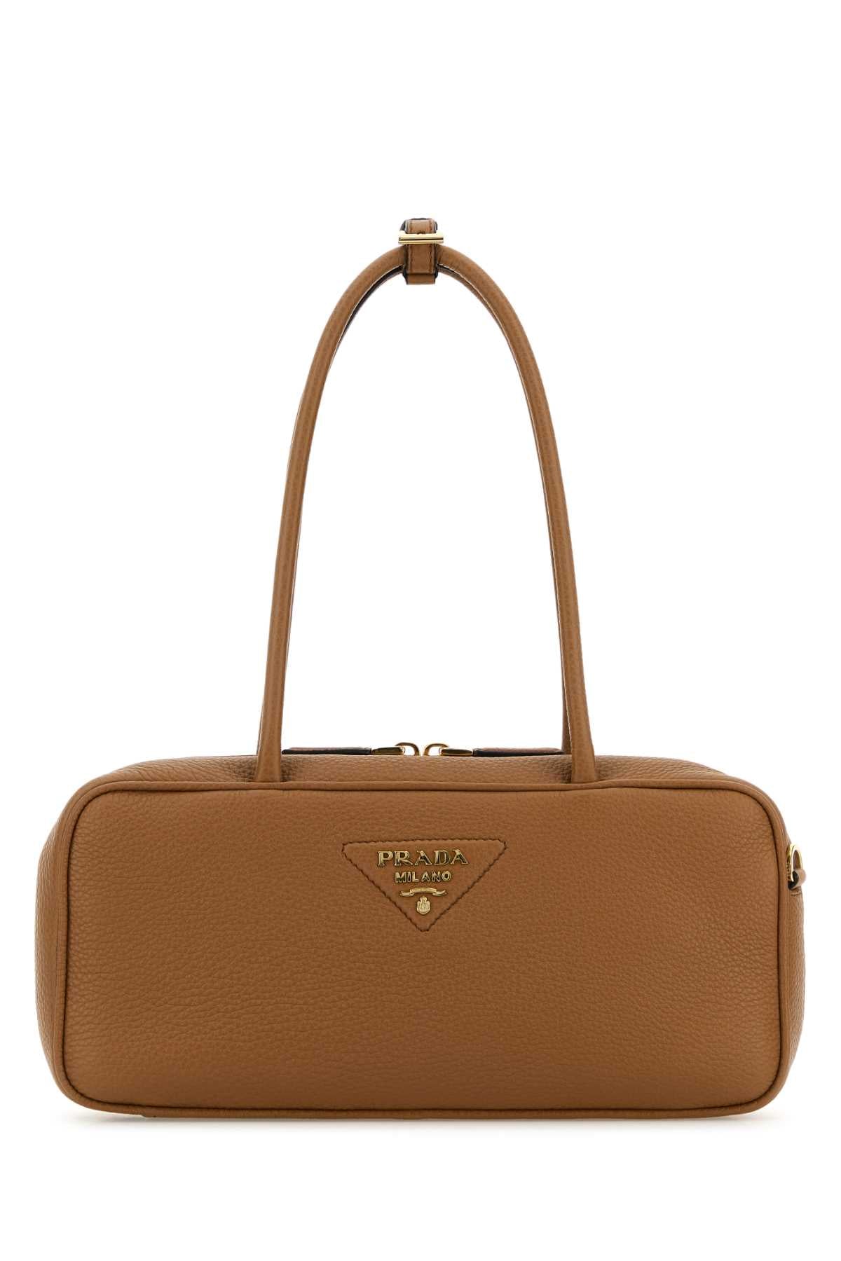 Prada Bauletto Shoulder Bag — Caramel