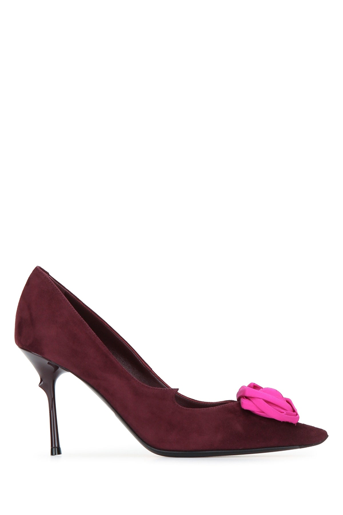 Roger Vivier Suede Pointed-Toe Pump — Burgundy