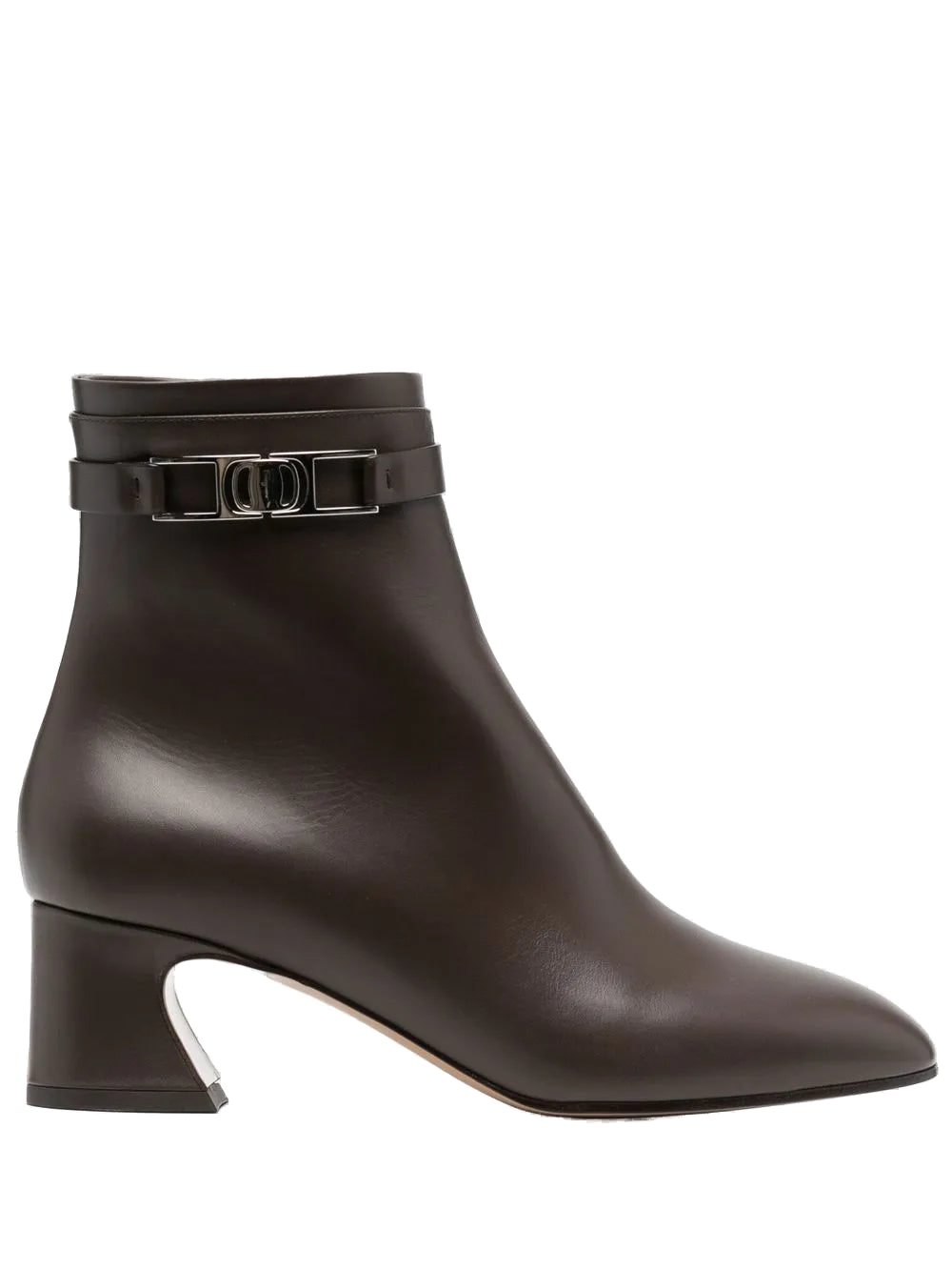 Ferragamo Gancini Logo-Plaque Ankle Boot — Brown