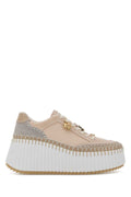 Chloé Pleated Platform Sneaker — Beige