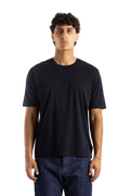 Camiseta de algodón con cuello redondo de Jil Sander — Negra