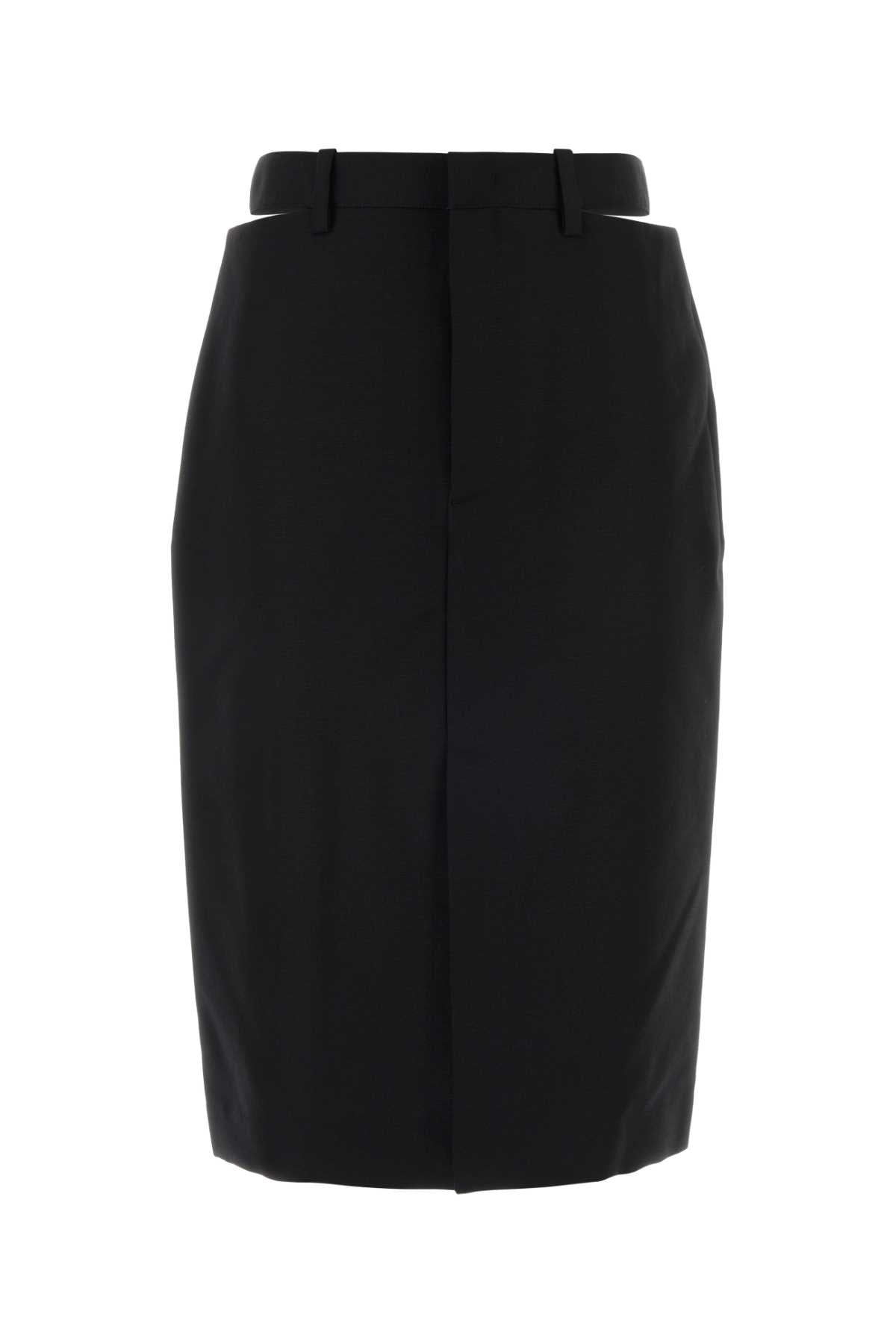 Jil Sander Wool-Mohair Tailored Skirt — Black