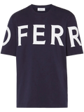 Ferragamo Logo-Print Cotton T-Shirt — Navy