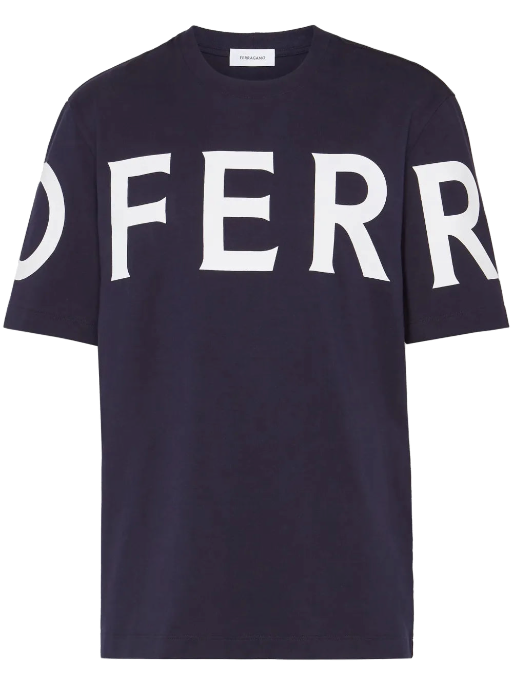 Ferragamo Logo-Print Cotton T-Shirt — Navy