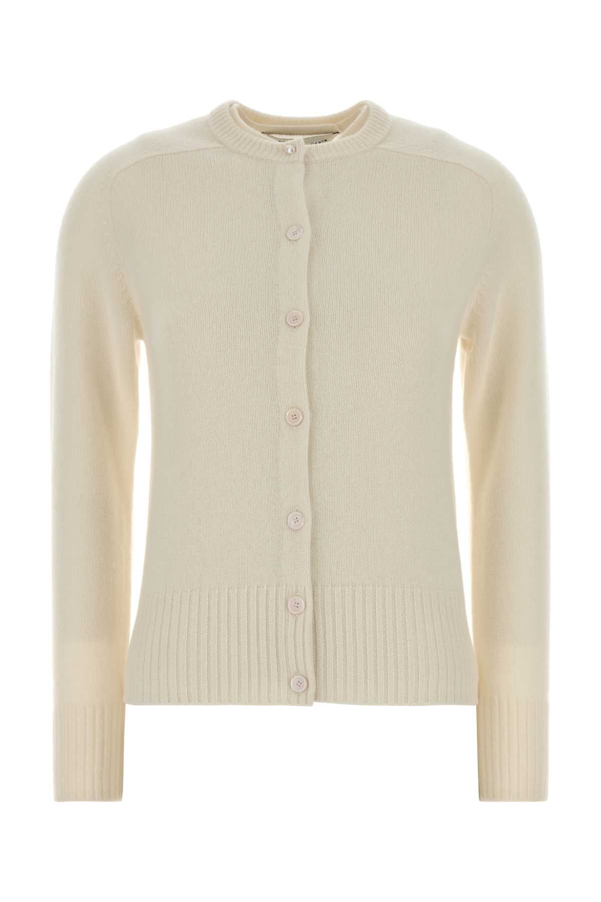 Carven Cashmere Knit Cardigan — Beige