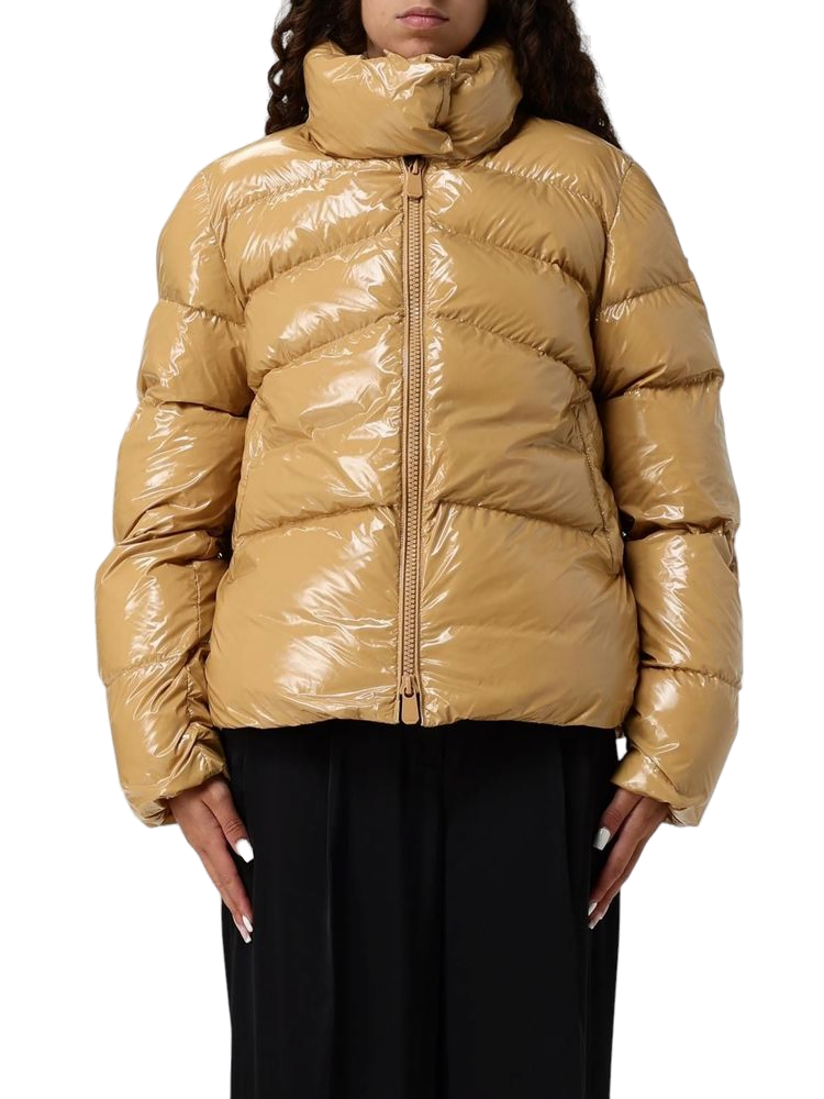 Pinko Quilted Polyamide Puffer Jacket — Beige