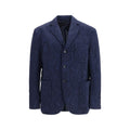 Etro Arnica Jacquard Wool-Blend Blazer — Navy