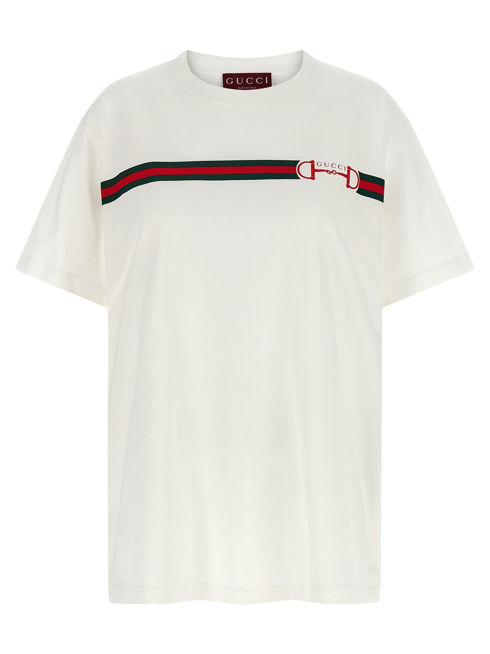 Gucci Logo-Web Embroidery T-Shirt — White