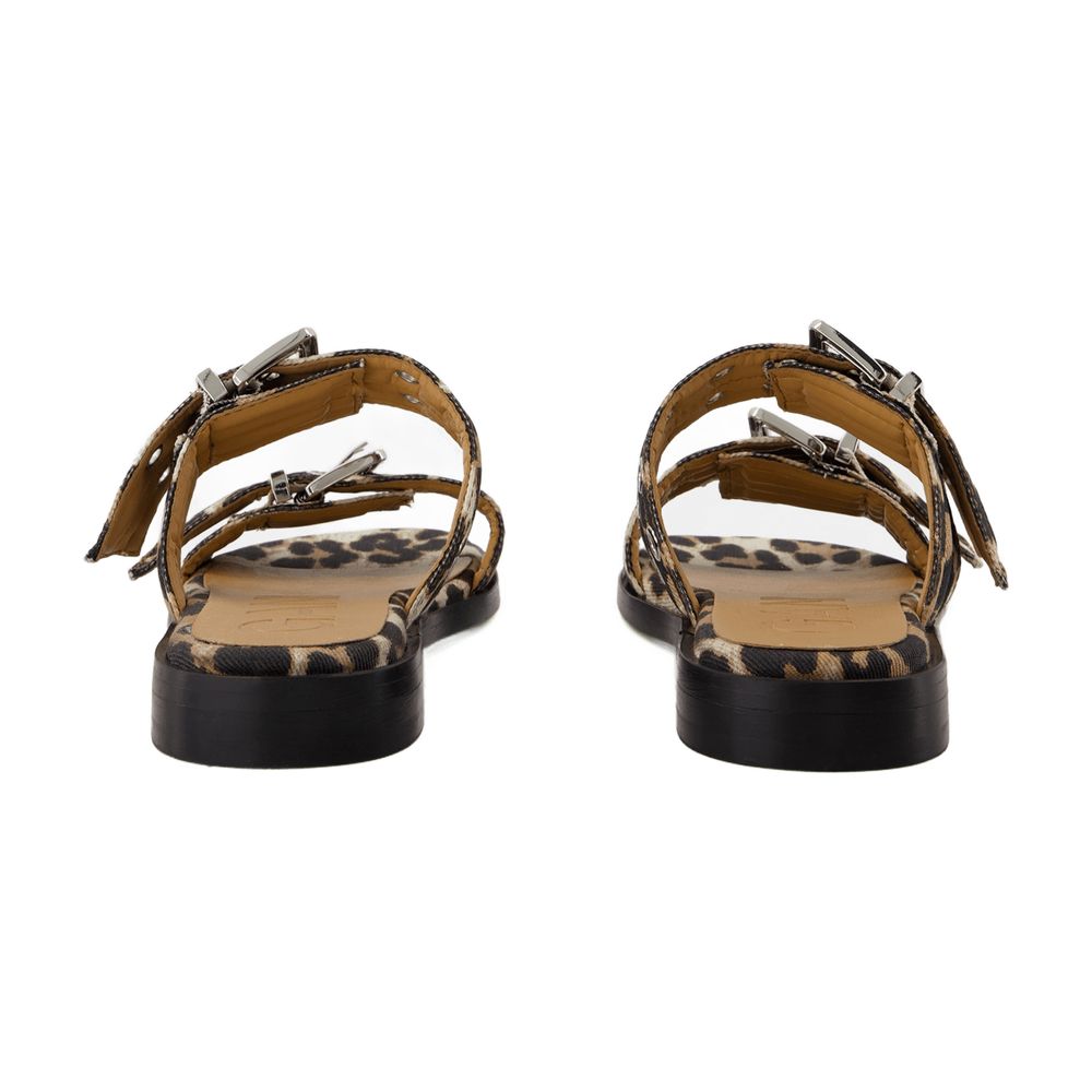 Ganni Buckled Leopard-Print Sandal — Multicolor