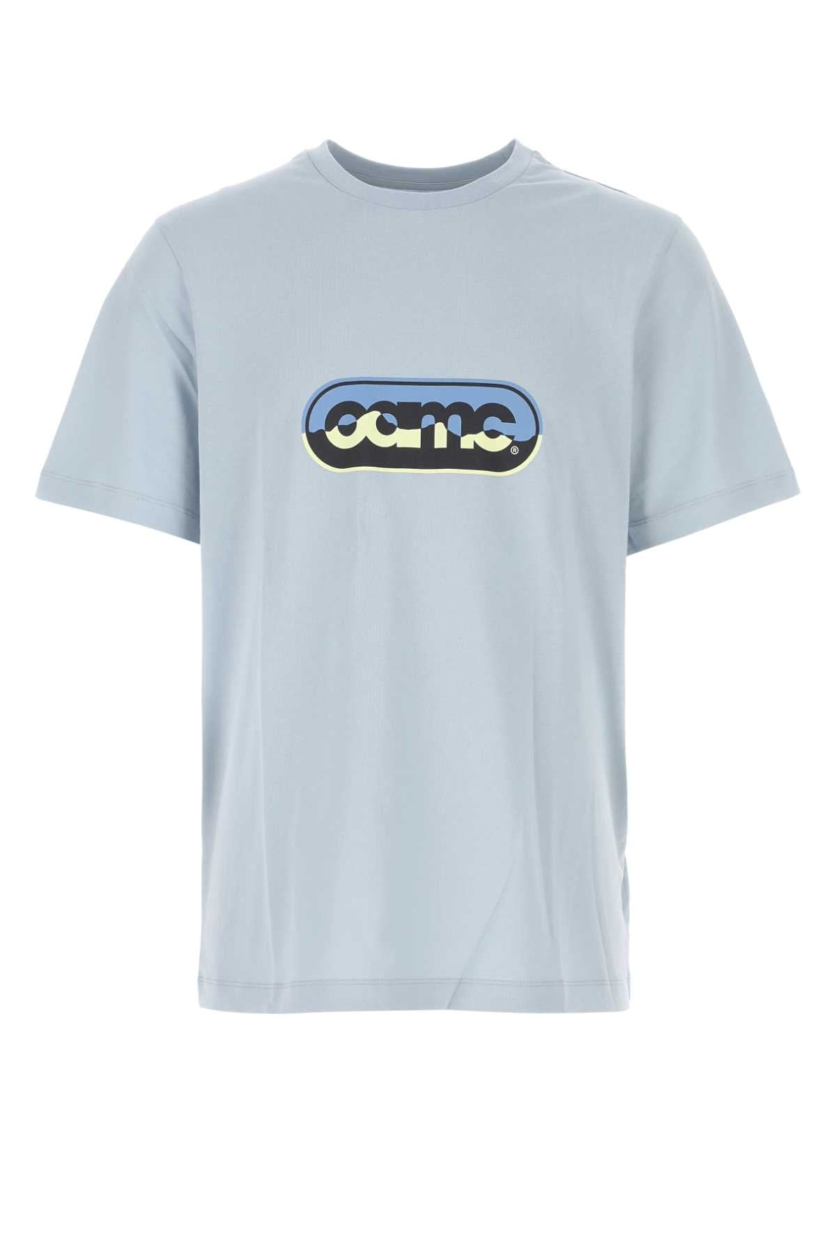 Oamc Logo-Embroidered Cotton T-Shirt — Blue