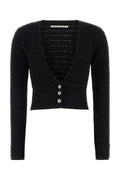 Alessandra Rich Sparkle-Knit Cardigan — Black