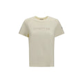 Moncler Tone-on-Tone Logo Embroidered T-Shirt — Beige